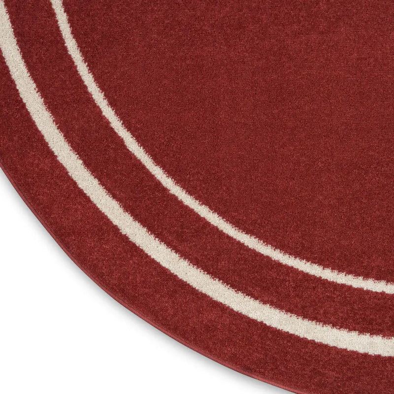 4' Red And Ivory Round Indoor Outdoor Area Rug Homeroots Outdoor
