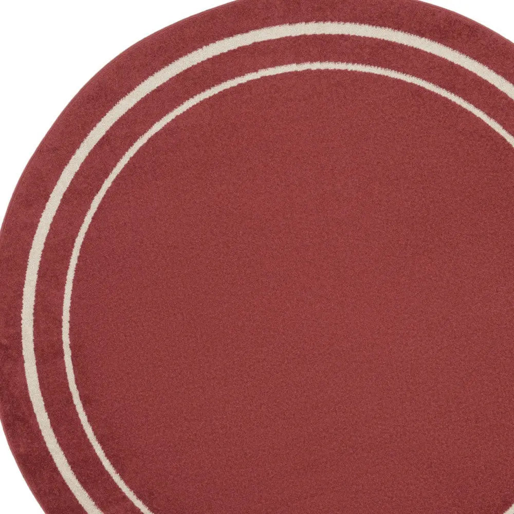 4' Red And Ivory Round Indoor Outdoor Area Rug Homeroots Outdoor