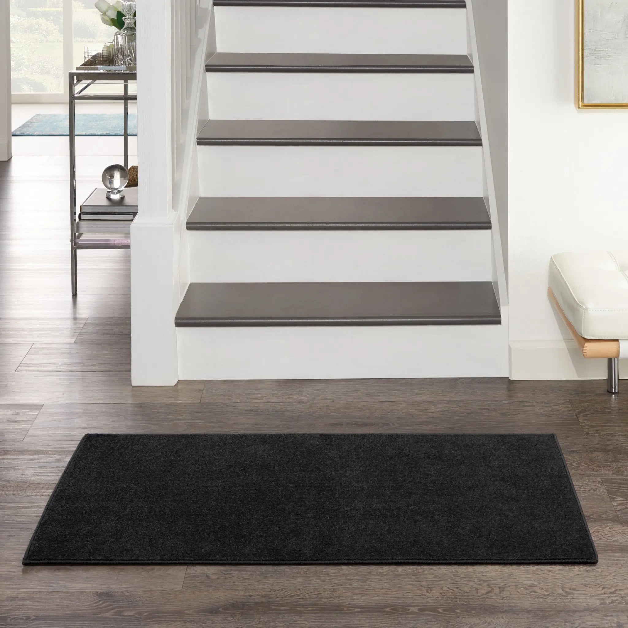 4' Runner Black Indoor Outdoor Runner Rug Homeroots Outdoor