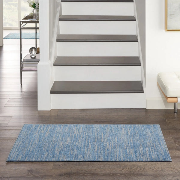 4' Runner Blue And Gray Indoor Outdoor Runner Rug - GreatEagleInc