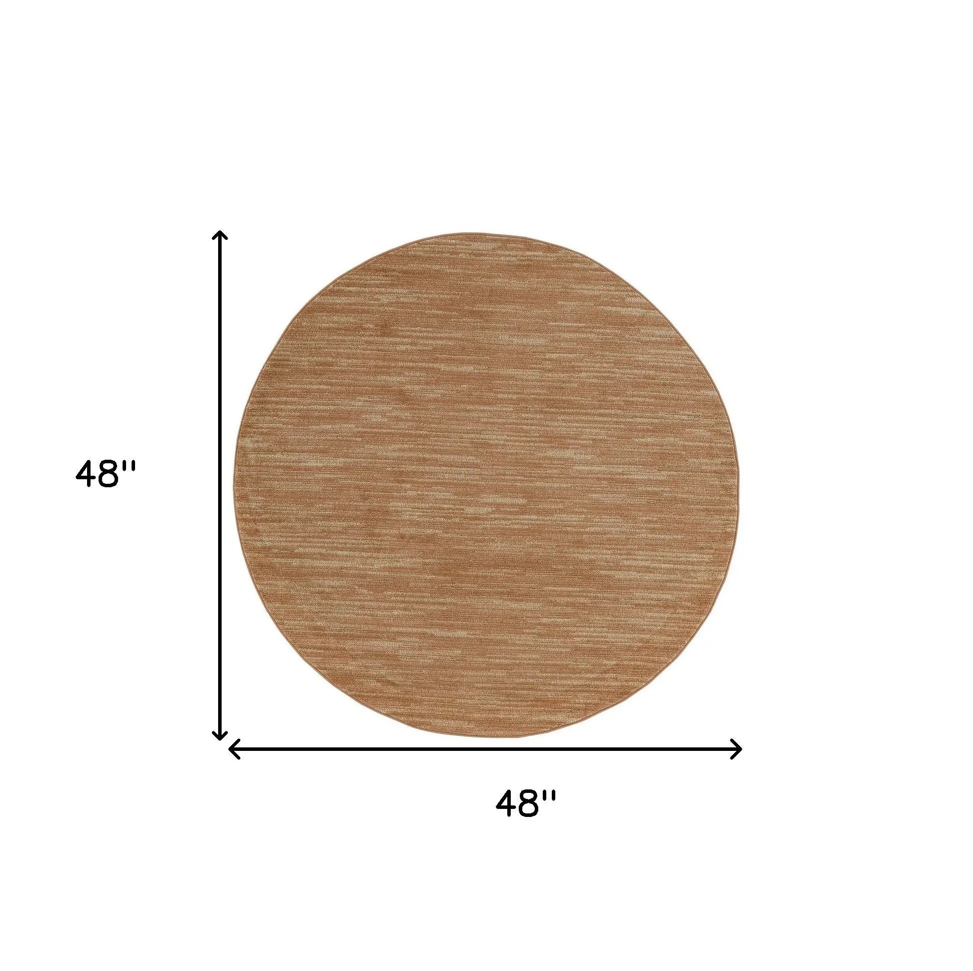 4' Rust And Beige Round Abstract Indoor Outdoor Area Rug Homeroots Outdoor