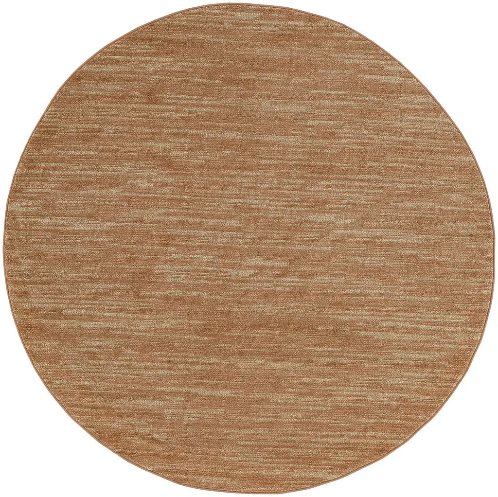 4' Rust And Beige Round Abstract Indoor Outdoor Area Rug Homeroots Outdoor
