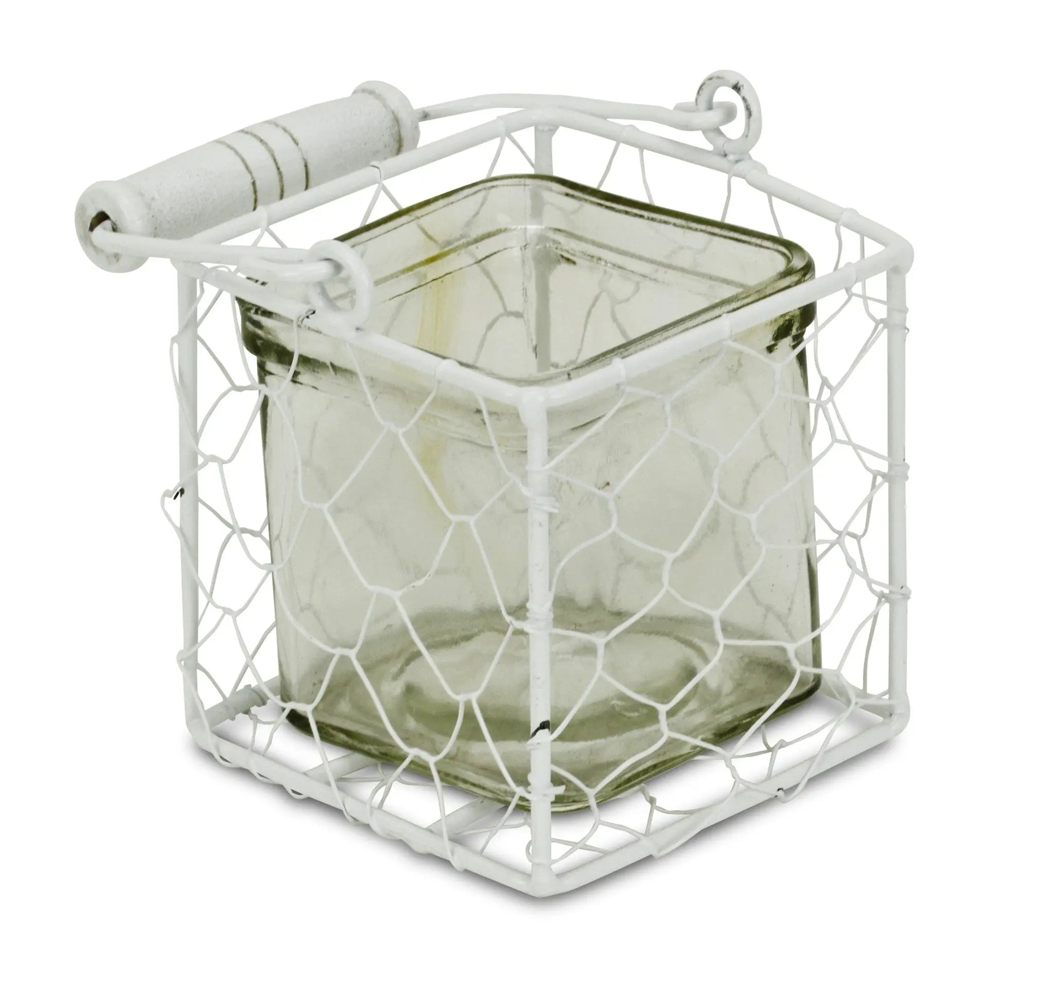 4" White Glass and Metal Lattice Tabletop Lantern Candle Holder Homeroots Home Decor