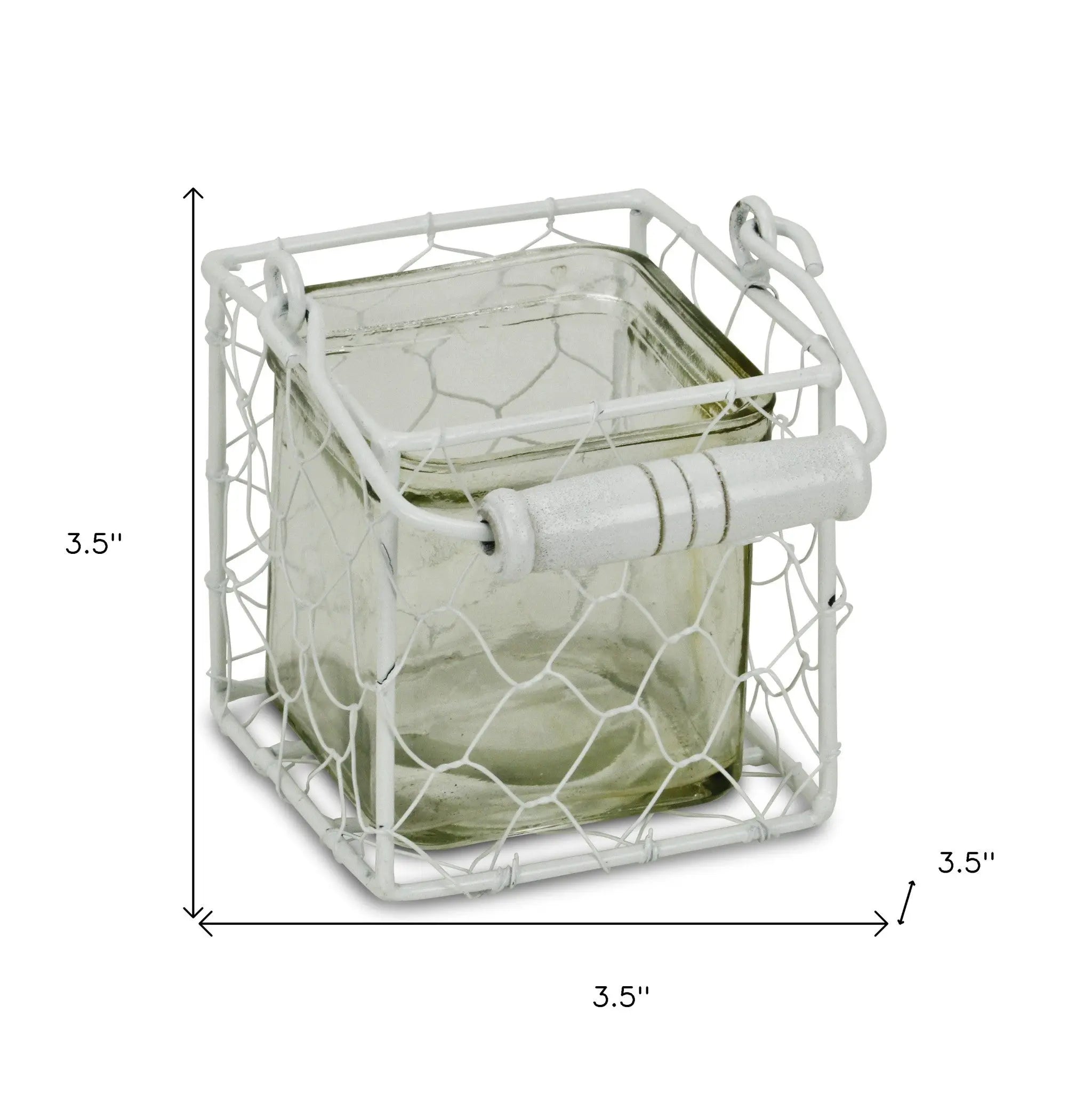 4" White Glass and Metal Lattice Tabletop Lantern Candle Holder Homeroots Home Decor