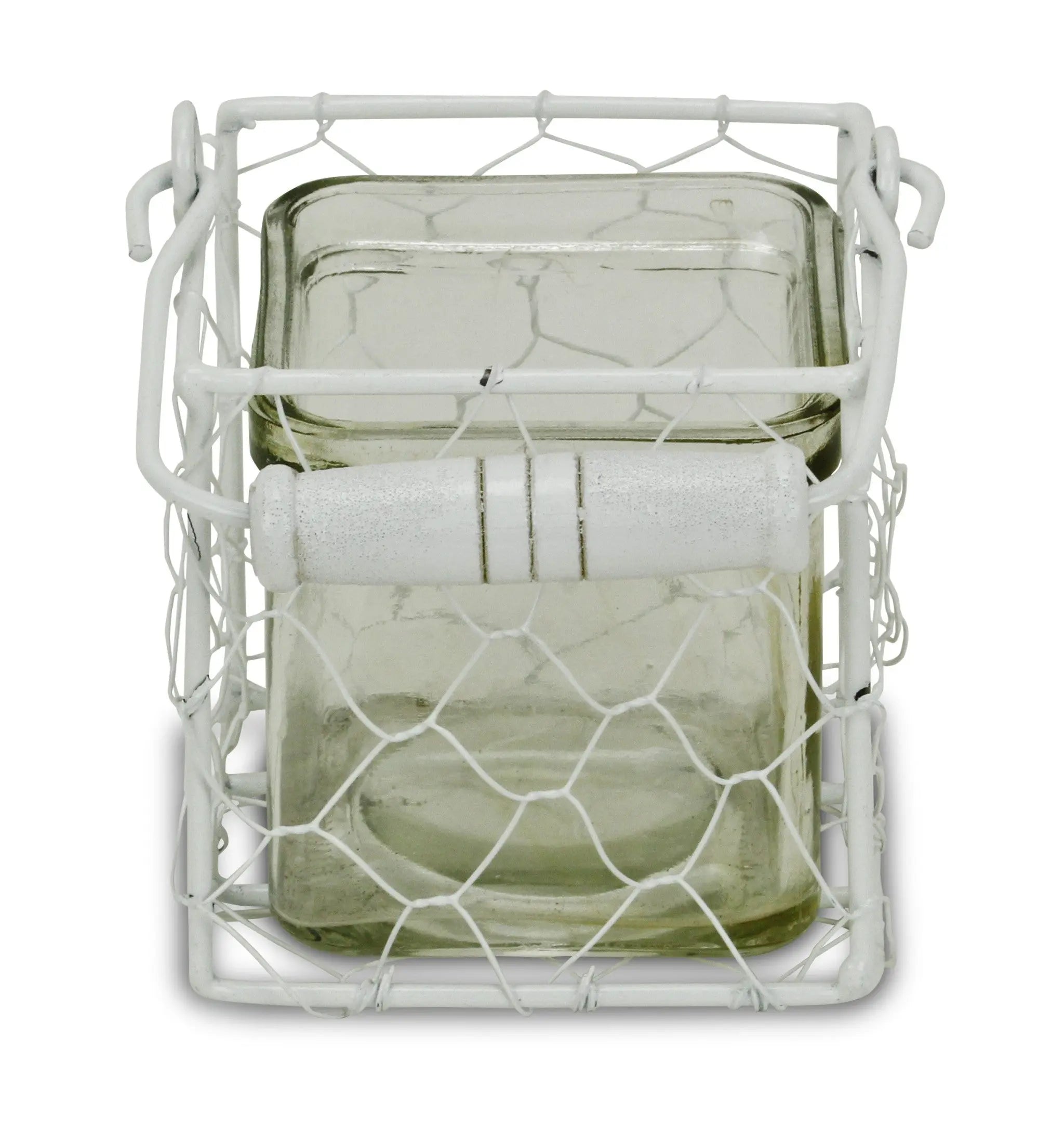 4" White Glass and Metal Lattice Tabletop Lantern Candle Holder Homeroots Home Decor
