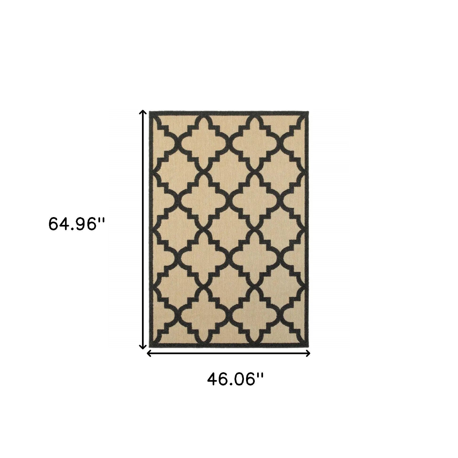 4' X 5' Beige and Black Geometric Stain Resistant Indoor Outdoor Area Rug Homeroots Outdoor