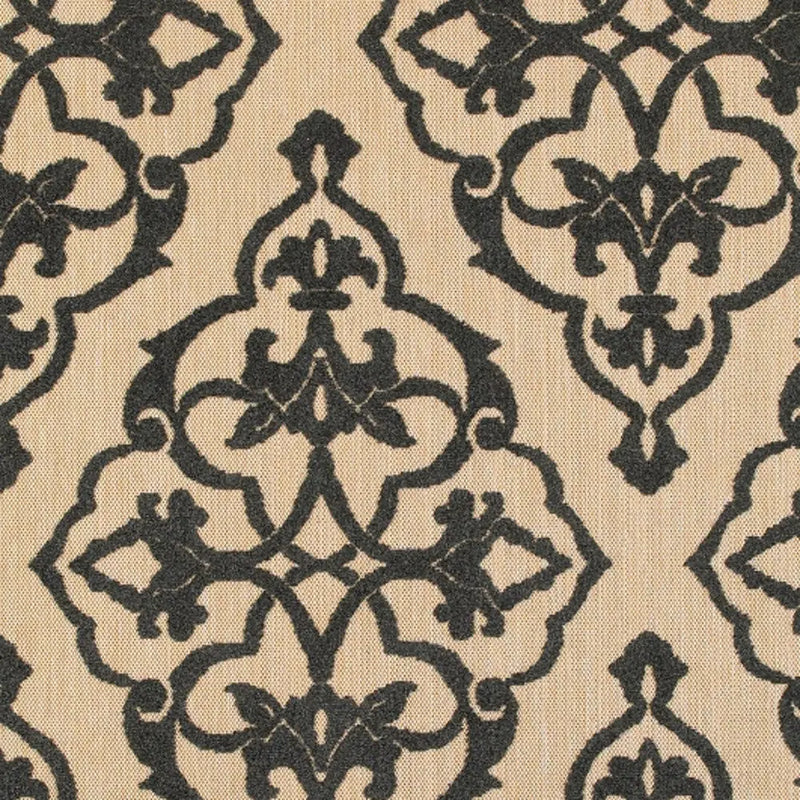 4' X 5' Beige and Black Oriental Stain Resistant Indoor Outdoor Area Rug Homeroots Outdoor