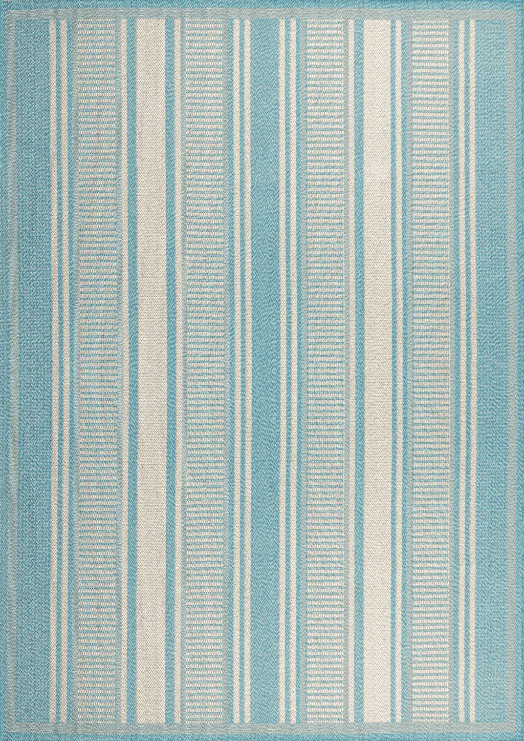 4' X 6' Aqua And Beige Striped Indoor Outdoor Area Rug Homeroots Outdoor