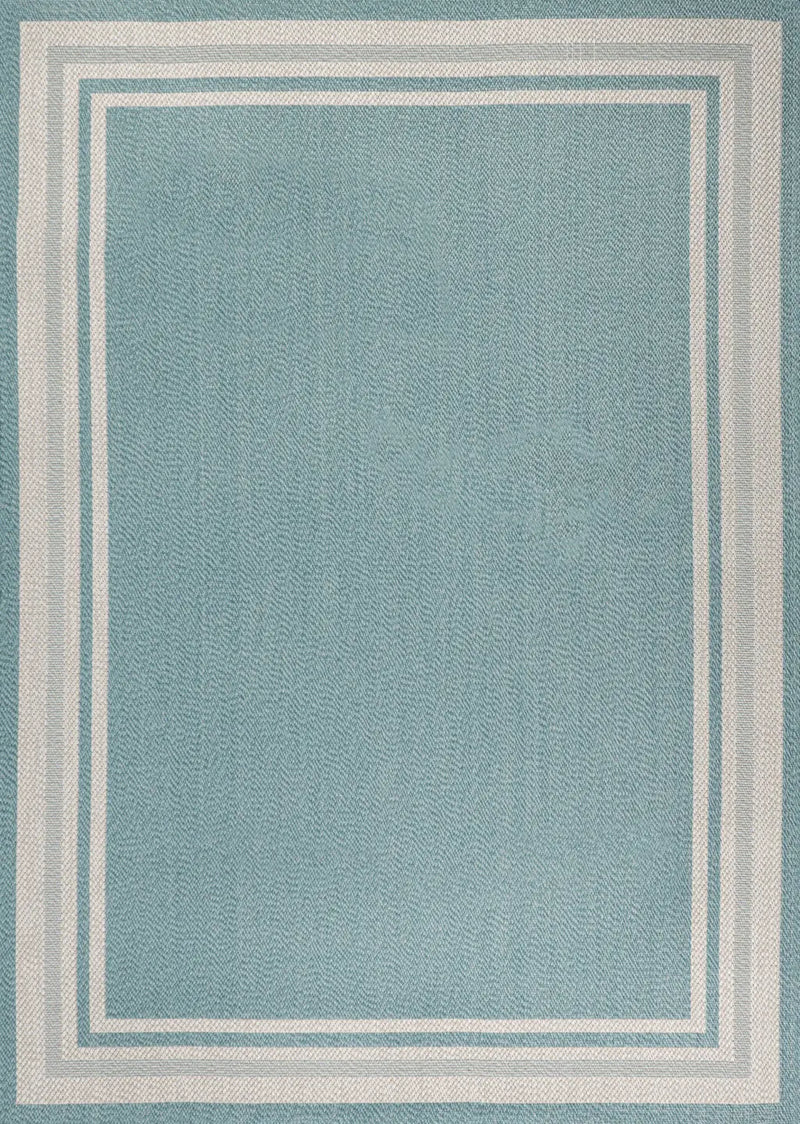 4' X 6' Aqua And Beige Striped Indoor Outdoor Area Rug Homeroots Outdoor