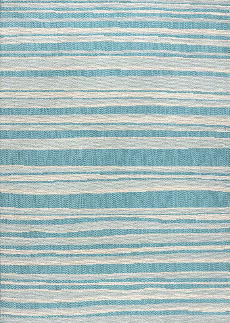 4' X 6' Aqua And Cream Striped Indoor Outdoor Area Rug Homeroots Outdoor