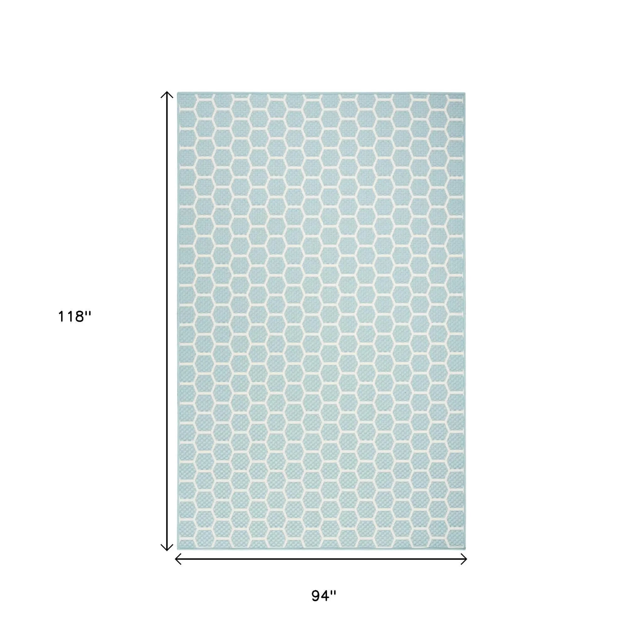 4' X 6' Aqua And Ivory Geometric Indoor Outdoor Area Rug Homeroots Outdoor
