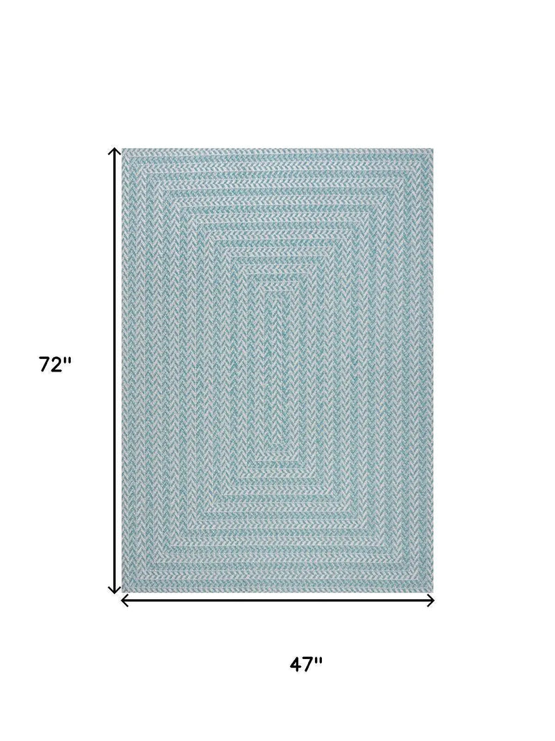 4' X 6' Aqua And Light Gray Striped Indoor Outdoor Area Rug Homeroots Outdoor