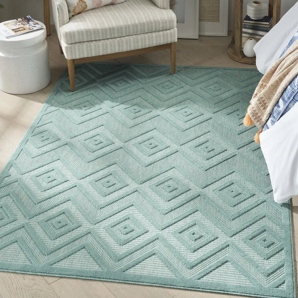 4' X 6' Aqua Indoor Outdoor Area Rug - GreatEagleInc