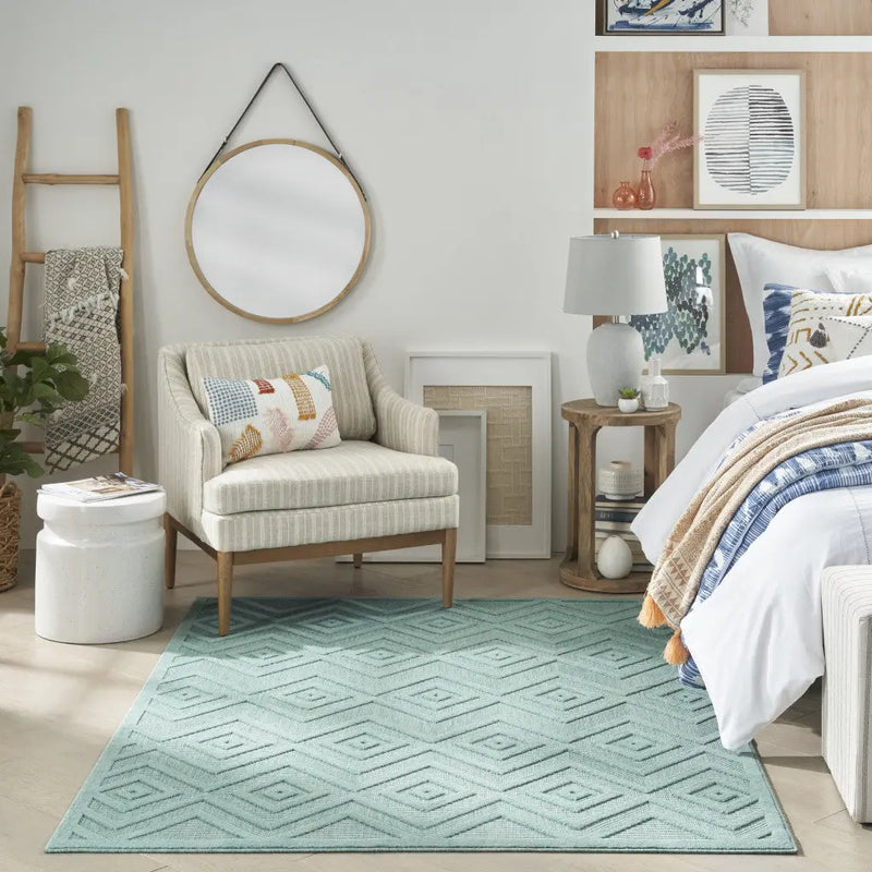 4' X 6' Aqua Indoor Outdoor Area Rug - GreatEagleInc