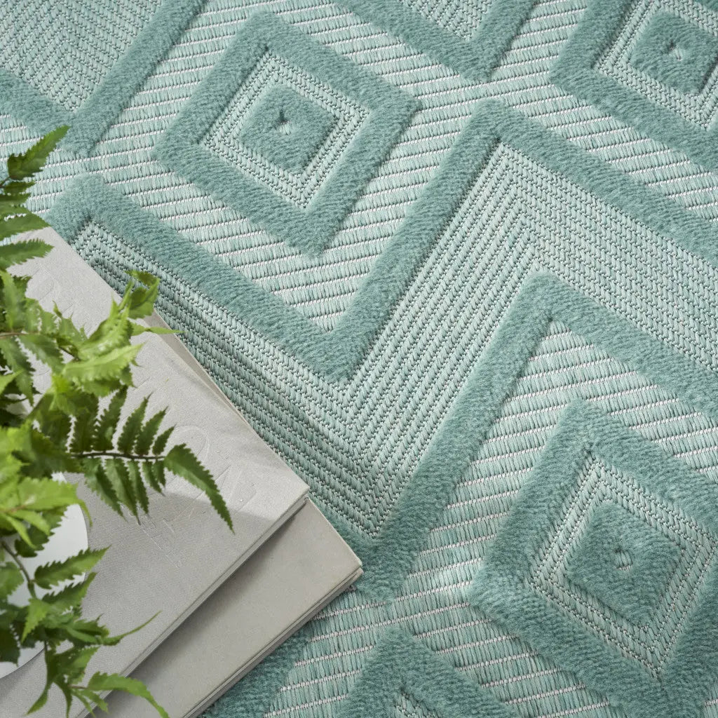 4' X 6' Aqua Indoor Outdoor Area Rug - GreatEagleInc