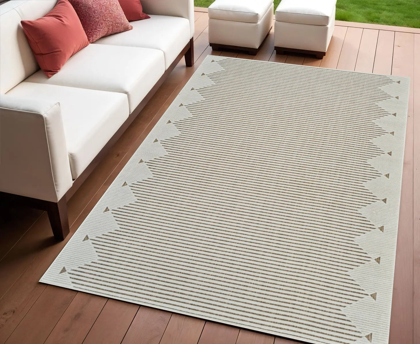 4' X 6' Beige And Brown Geometric Distressed Indoor Outdoor Area Rug Homeroots Outdoor