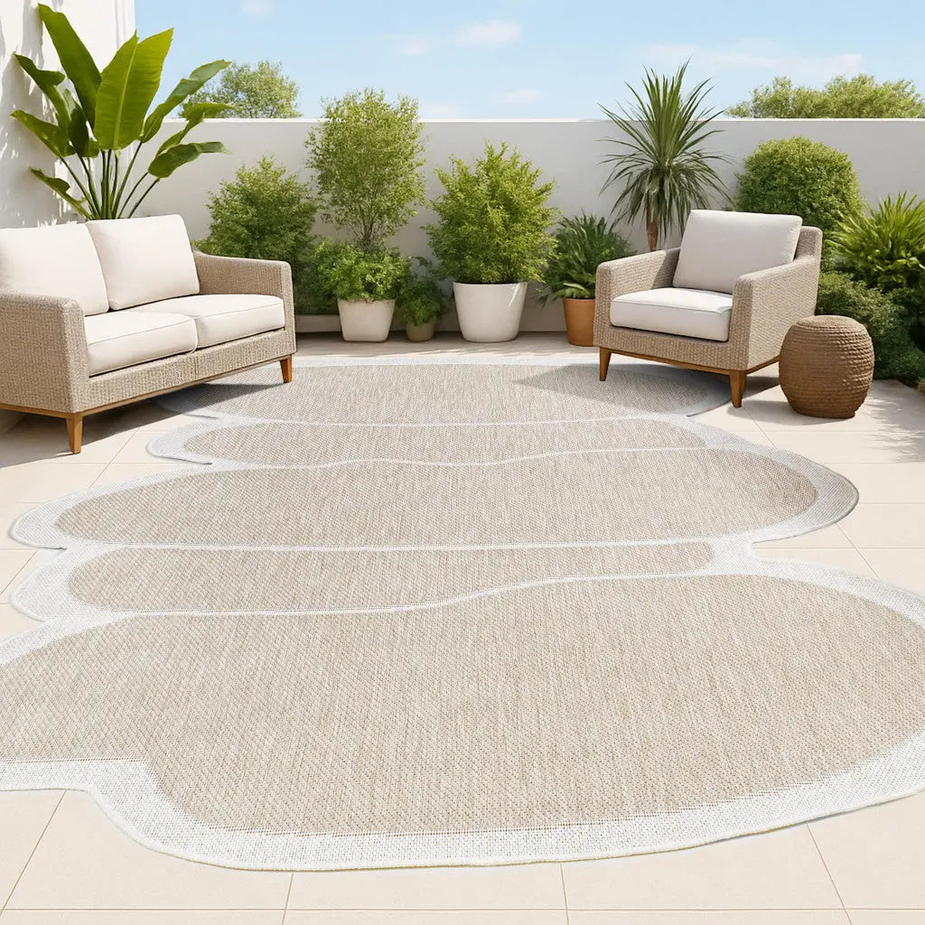 4' X 6' Beige And Cream Medallion Indoor Outdoor Area Rug Homeroots Outdoor