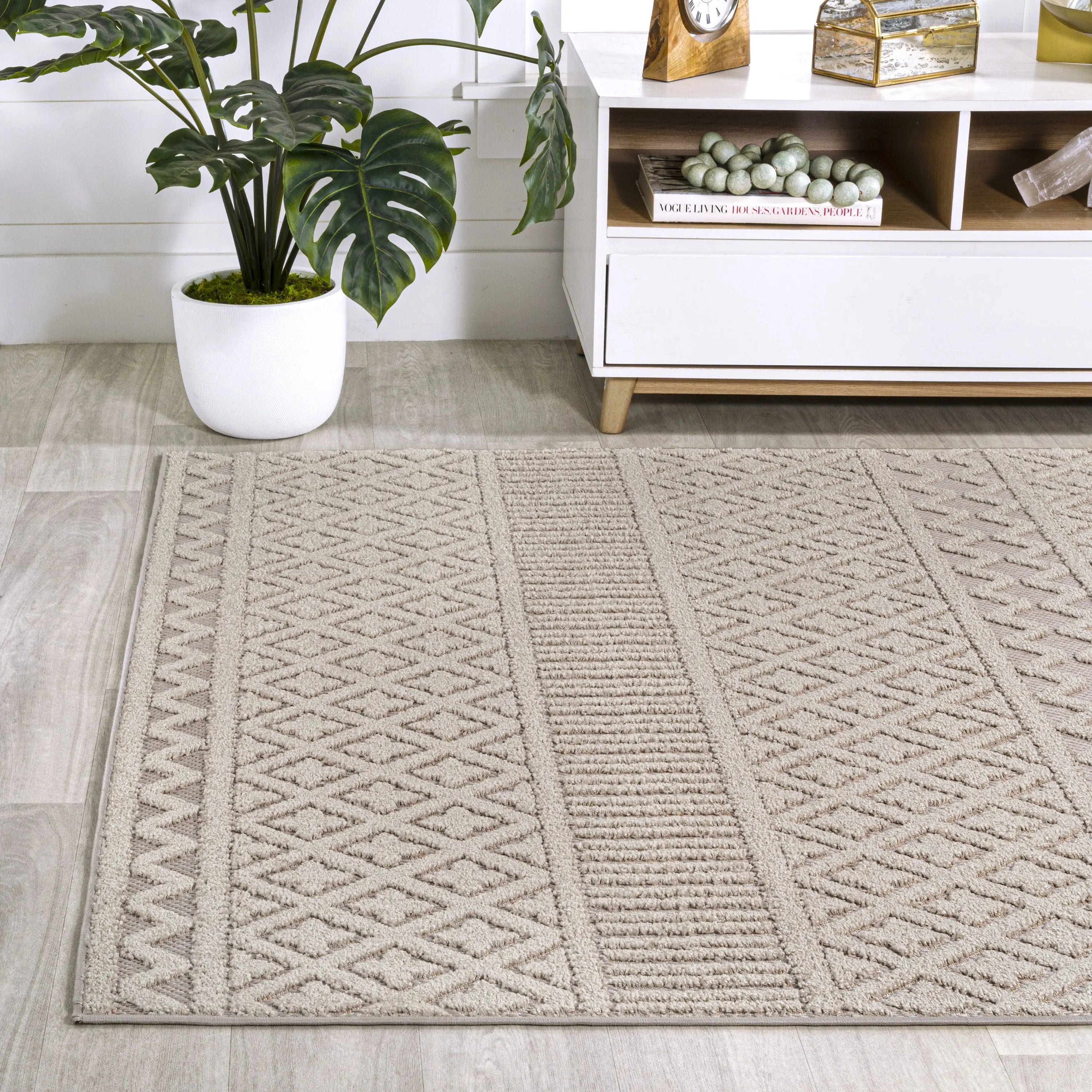 4' X 6' Beige And Gray Trellis Indoor Outdoor Area Rug Homeroots Outdoor