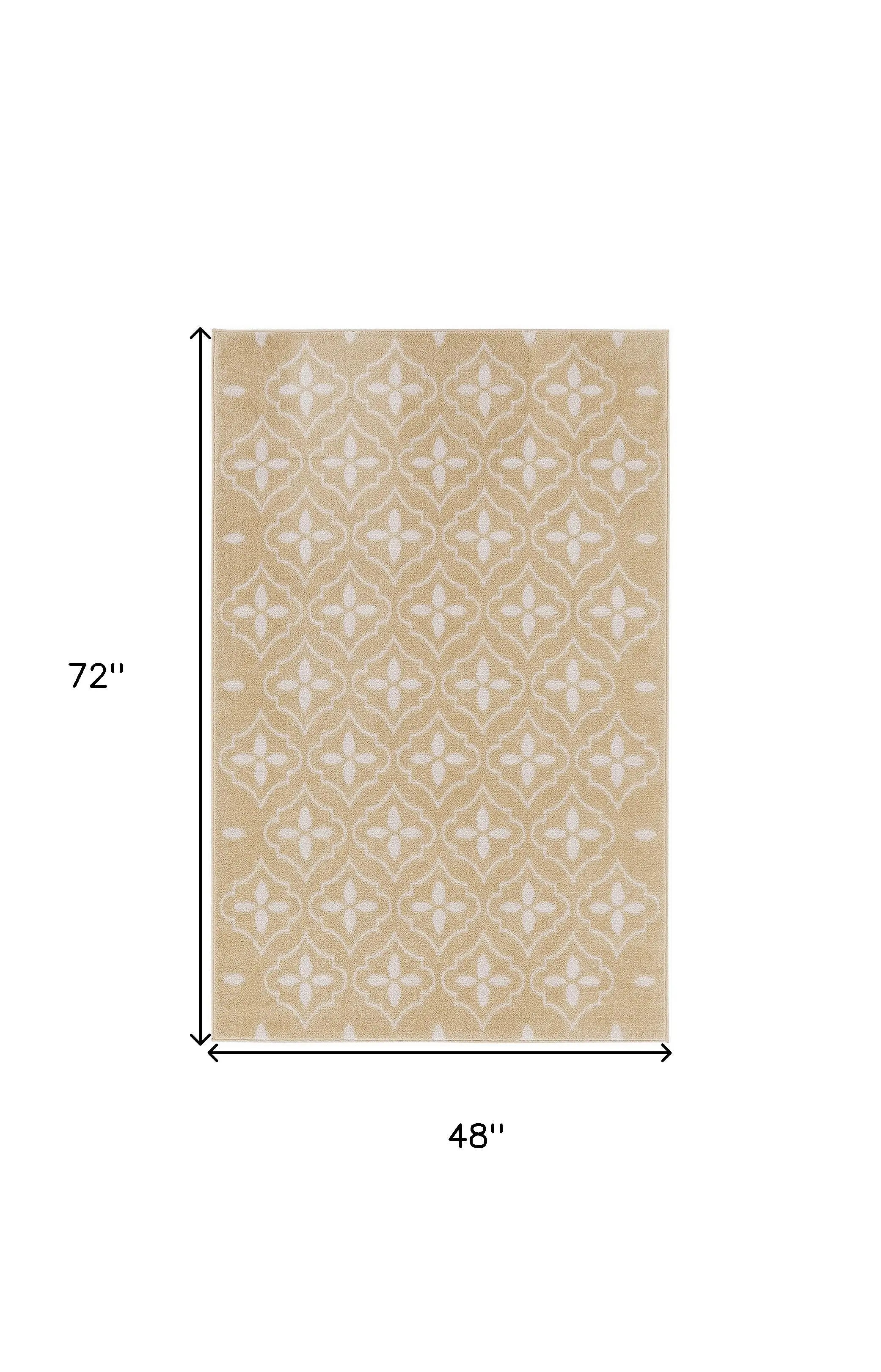 4' X 6' Beige And Ivory Geometric Indoor Outdoor Area Rug Homeroots Outdoor