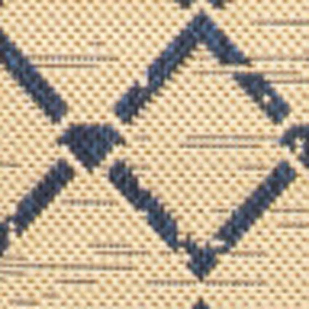 4' X 6' Beige And Navy Blue Trellis Indoor Outdoor Area Rug Homeroots Outdoor
