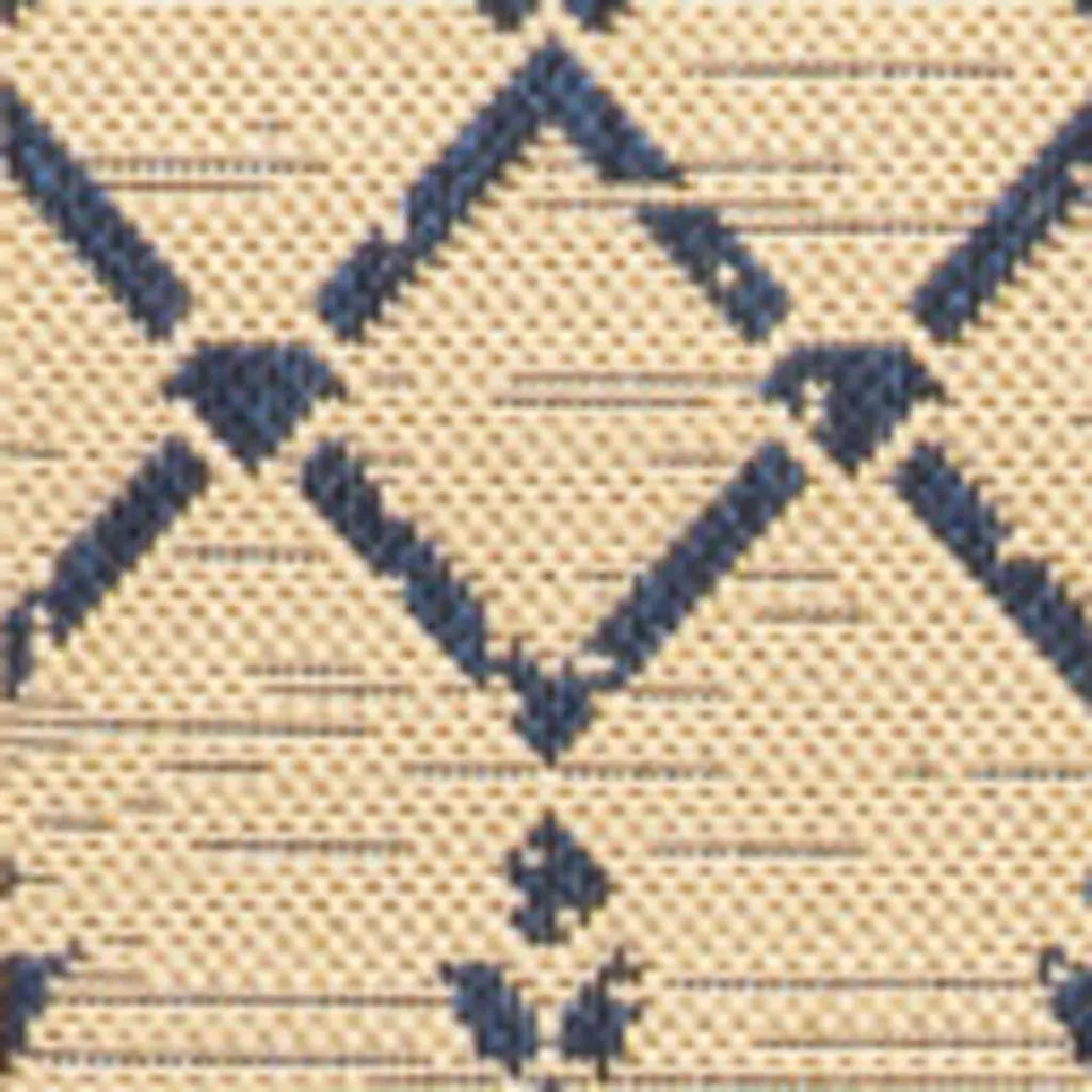 4' X 6' Beige And Navy Blue Trellis Indoor Outdoor Area Rug Homeroots Outdoor