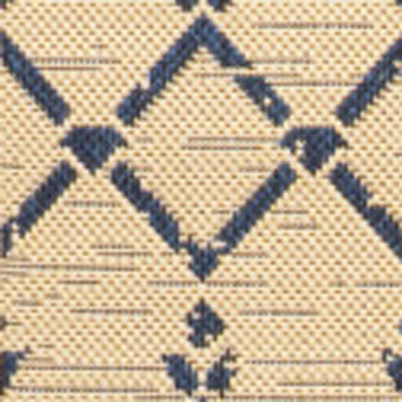 4' X 6' Beige And Navy Blue Trellis Indoor Outdoor Area Rug Homeroots Outdoor