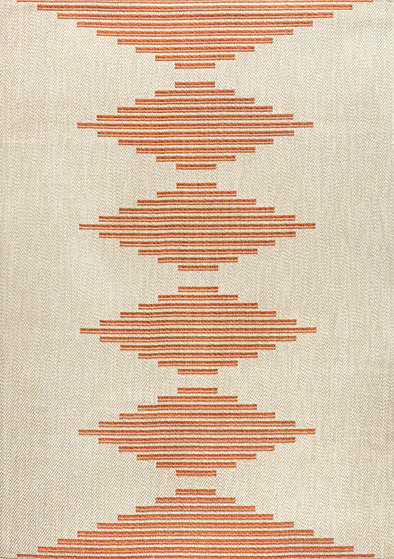 4' X 6' Beige And Orange Abstract Indoor Outdoor Area Rug Homeroots Outdoor