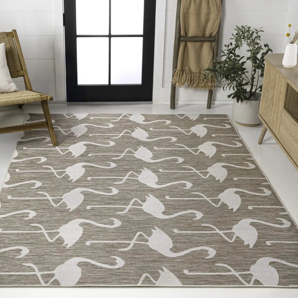 4' X 6' Beige And White Animal Print Indoor Outdoor Area Rug Homeroots Outdoor