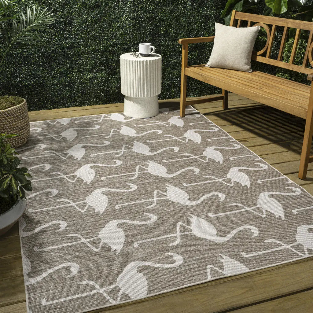4' X 6' Beige And White Animal Print Indoor Outdoor Area Rug Homeroots Outdoor