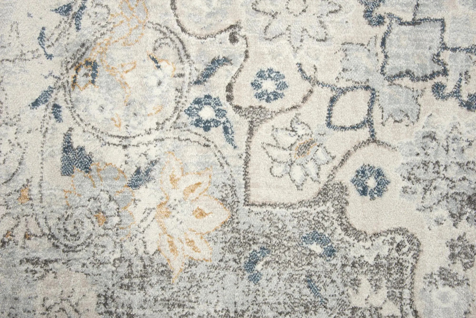 4' X 6' Beige Blue Gray And Copper Medallion Area Rug Homeroots Home Decor