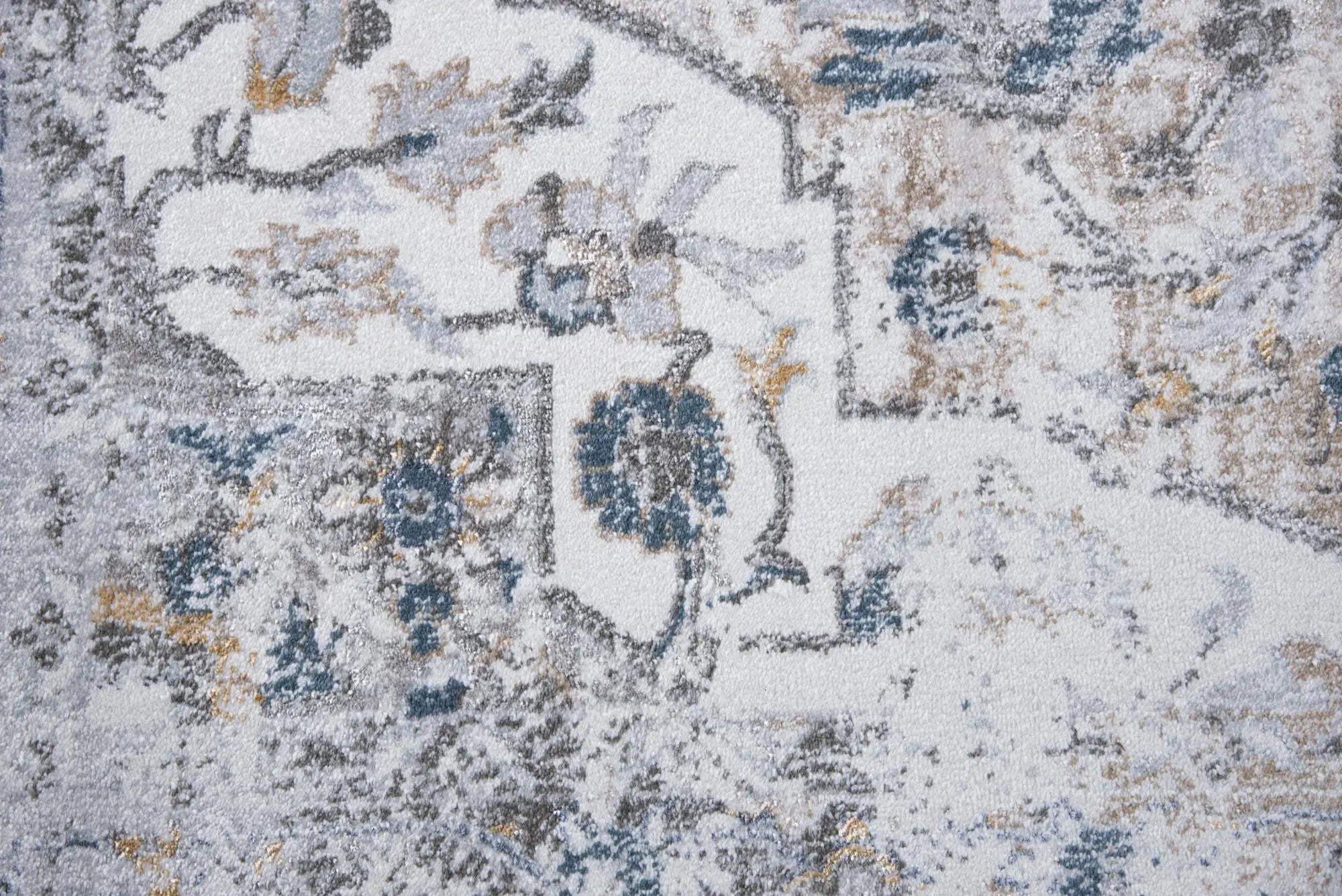 4' X 6' Beige Blue Gray And Rust Medallion Area Rug Homeroots Home Decor