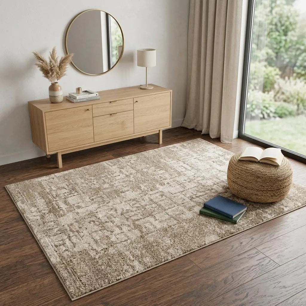 4' X 6' Beige Brown And Ivory Abstract Area Rug Homeroots Home Decor
