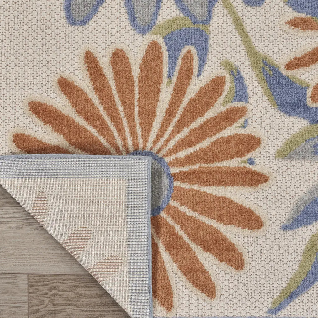 4' X 6' Beige Floral Indoor Outdoor Area Rug Homeroots Outdoor