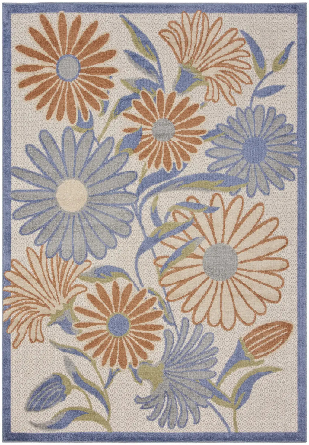 4' X 6' Beige Floral Indoor Outdoor Area Rug Homeroots Outdoor