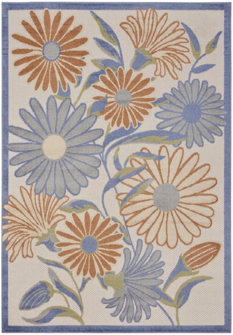 4' X 6' Beige Floral Indoor Outdoor Area Rug Homeroots Outdoor