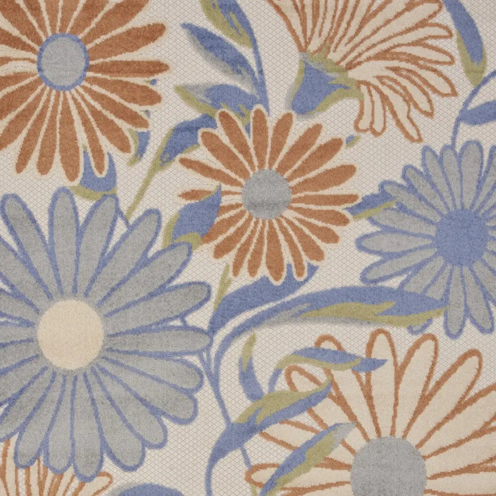 4' X 6' Beige Floral Indoor Outdoor Area Rug Homeroots Outdoor