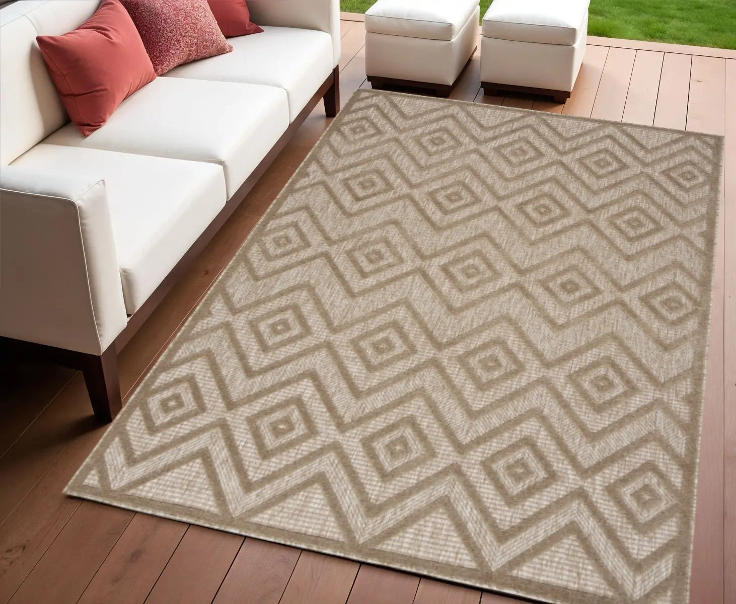 4' X 6' Beige Indoor Outdoor Area Rug Homeroots Outdoor