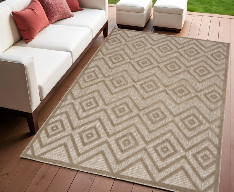 4' X 6' Beige Indoor Outdoor Area Rug Homeroots Outdoor