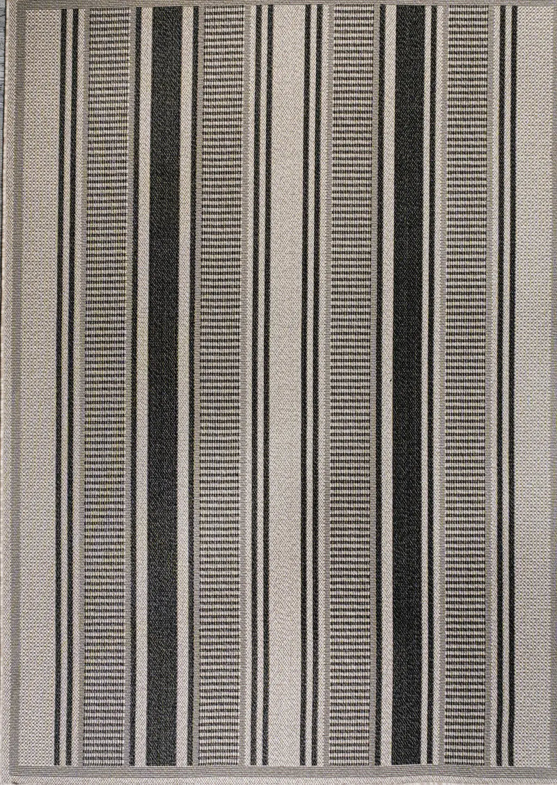 4' X 6' Black And Beige Striped Indoor Outdoor Area Rug Homeroots Outdoor