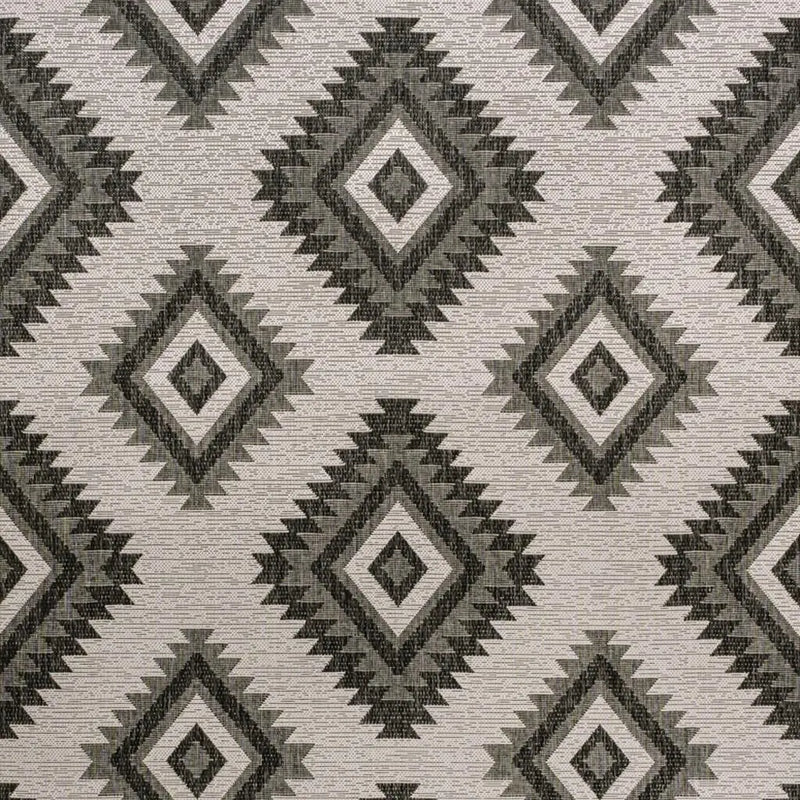 4' X 6' Black And Cream Moroccan Indoor Outdoor Area Rug - GreatEagleInc