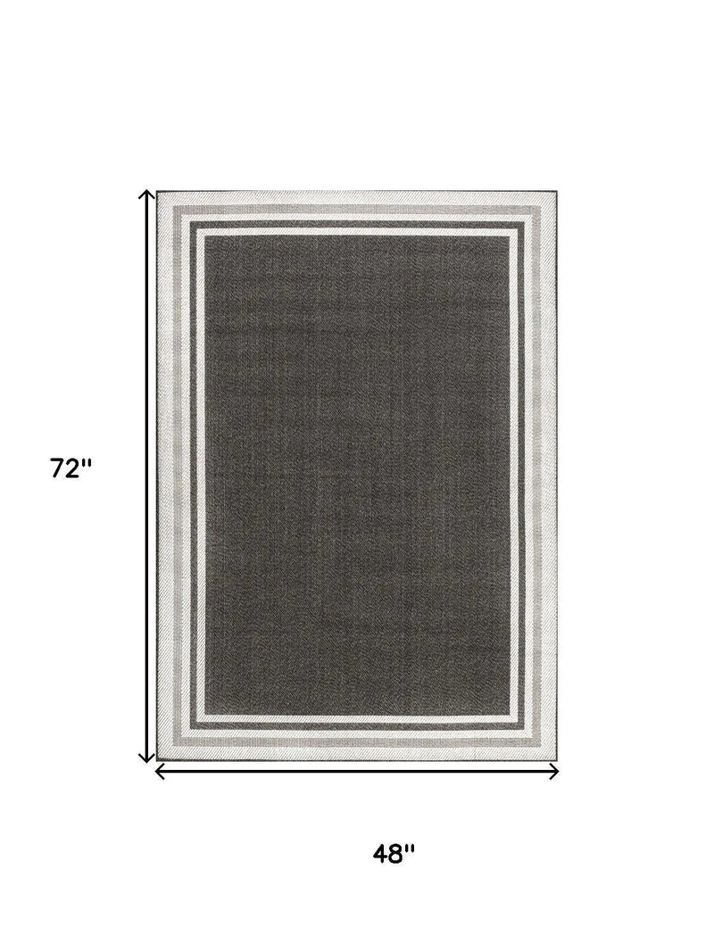4' X 6' Black And Cream Striped Indoor Outdoor Area Rug Homeroots Outdoor
