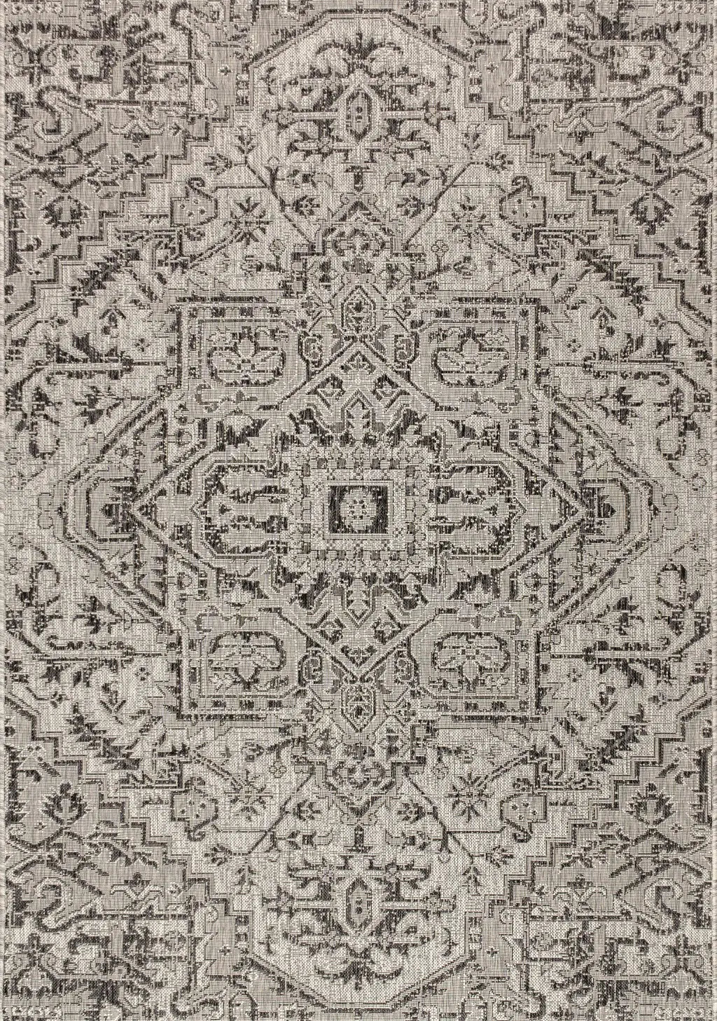 4' X 6' Black And Gray Medallion Indoor Outdoor Area Rug Homeroots Outdoor