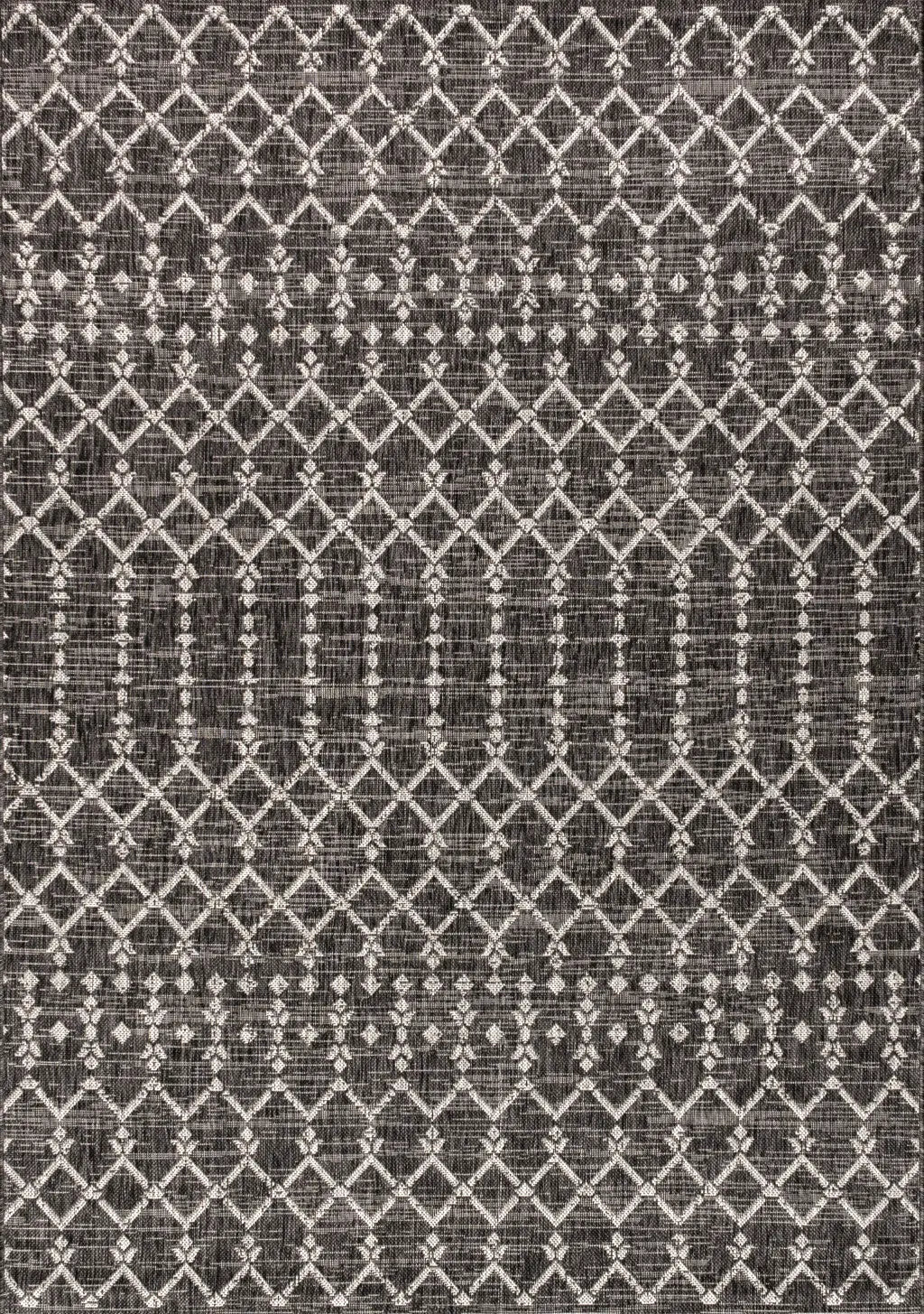 4' X 6' Black And Gray Trellis Indoor Outdoor Area Rug Homeroots Outdoor