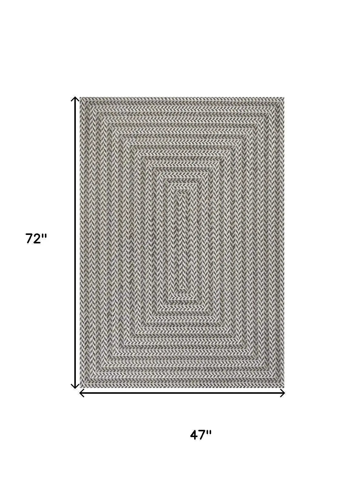 4' X 6' Black And Light Gray Striped Indoor Outdoor Area Rug Homeroots Outdoor