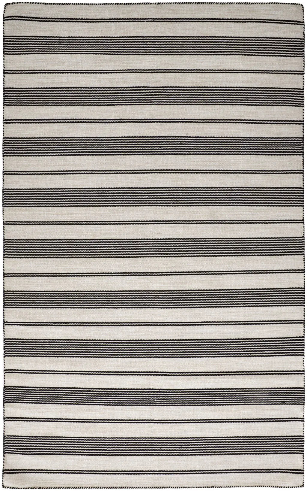 4' X 6' Black And White Striped Hand Woven Area Rug Homeroots Outdoor