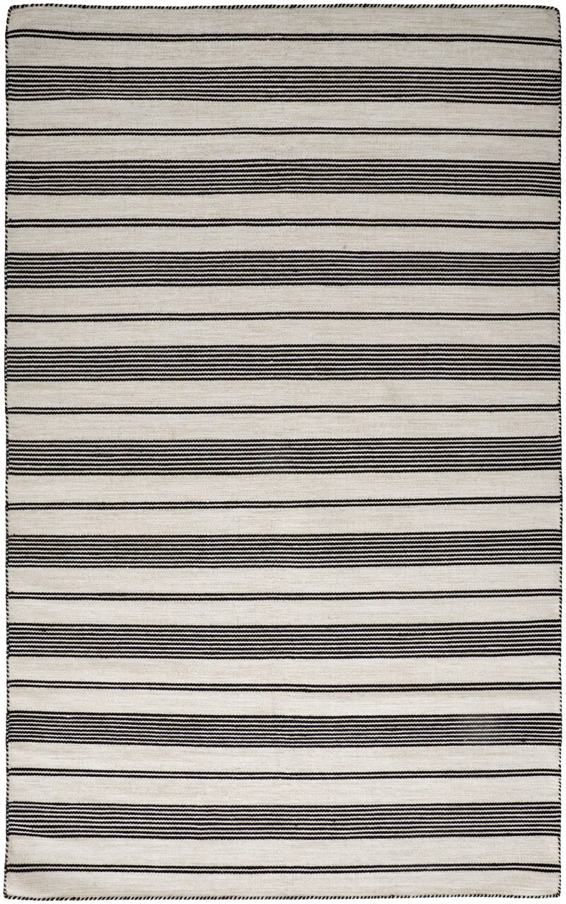 4' X 6' Black And White Striped Hand Woven Area Rug Homeroots Outdoor