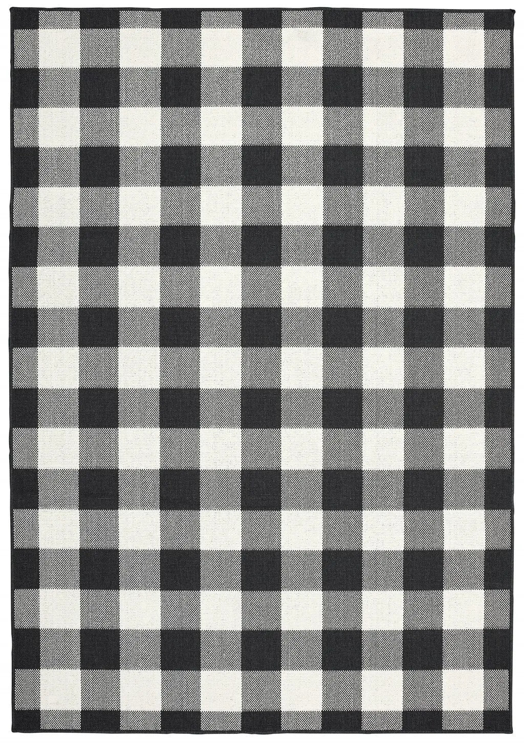 4' X 6' Black and Ivory Indoor Outdoor Area Rug Homeroots Outdoor