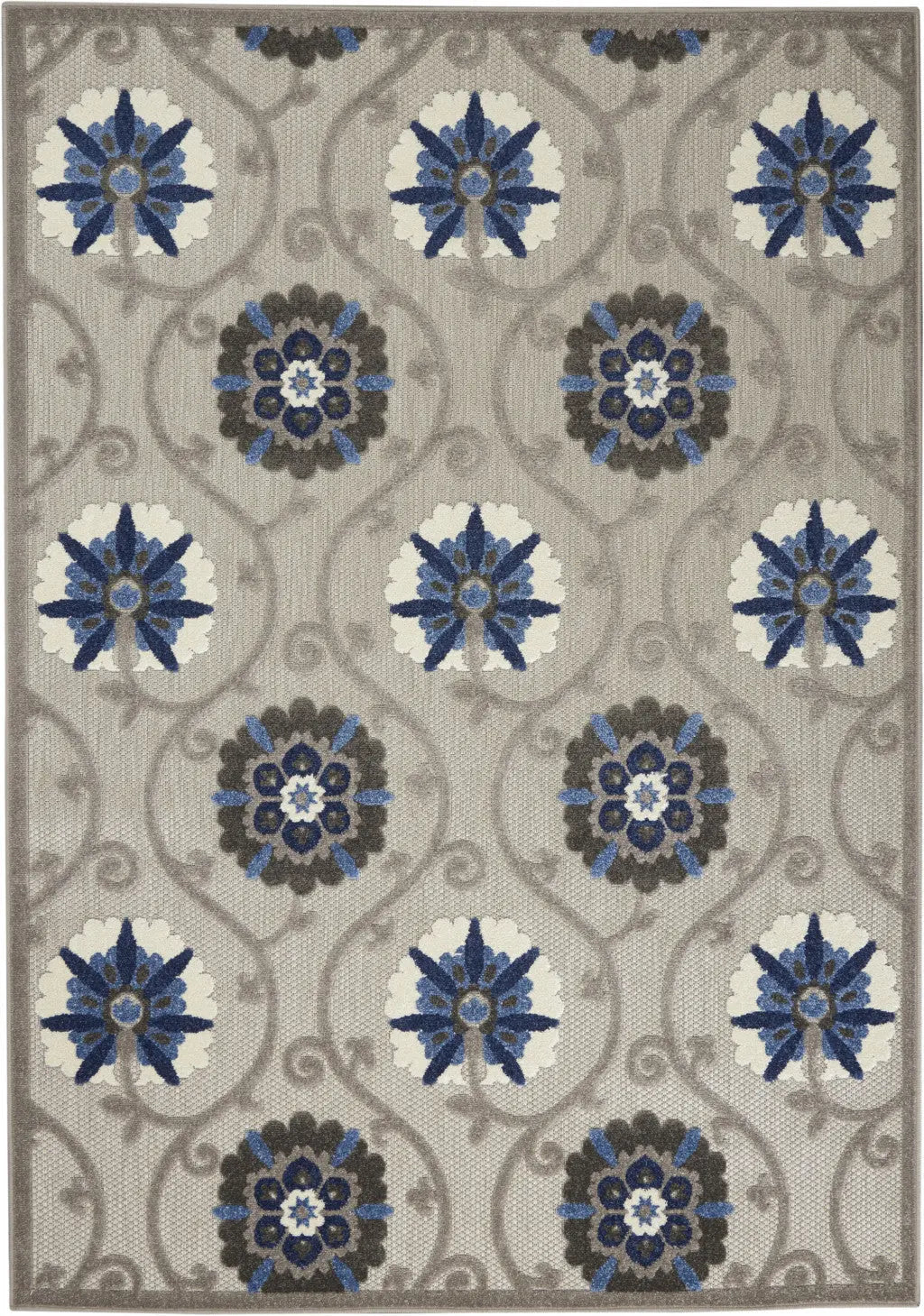 4' X 6' Blue And Gray Indoor Outdoor Area Rug - GreatEagleInc