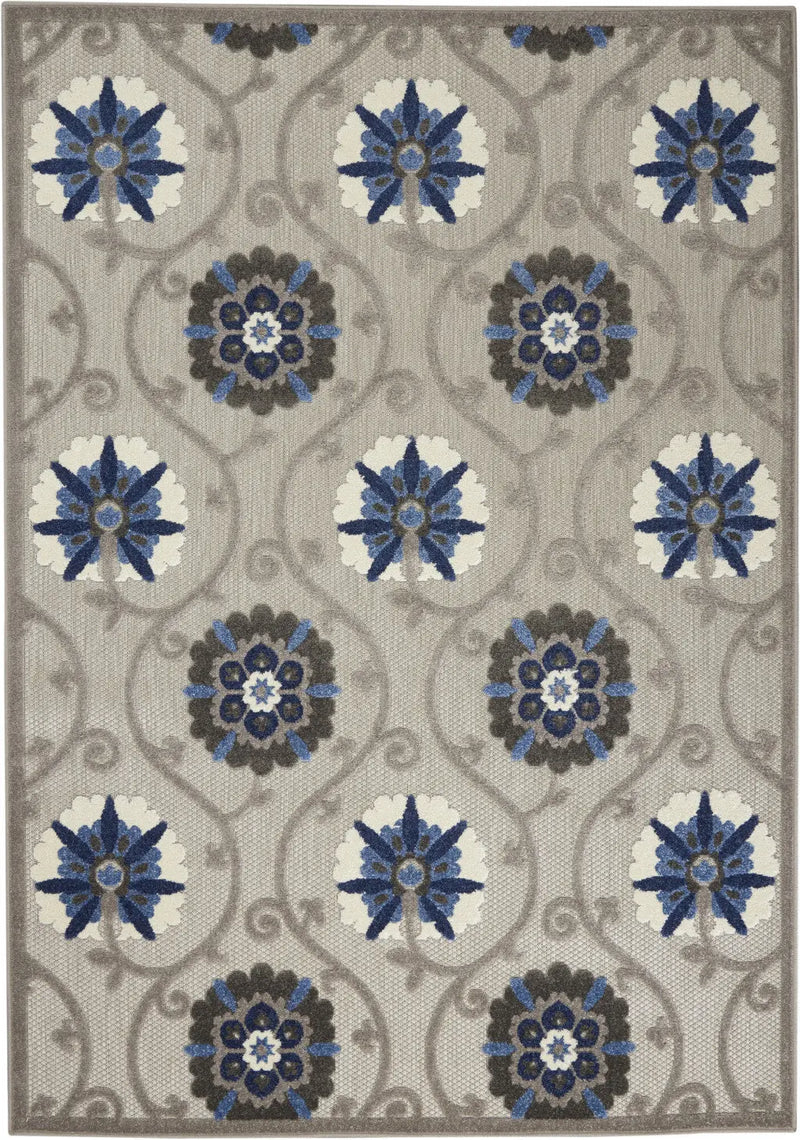4' X 6' Blue And Gray Indoor Outdoor Area Rug - GreatEagleInc