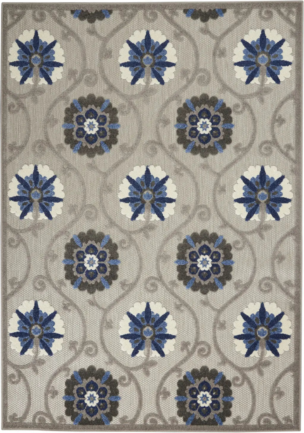 4' X 6' Blue And Gray Indoor Outdoor Area Rug - GreatEagleInc